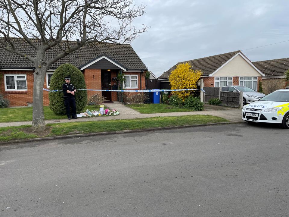 A home in Grayson Avenue, Pakefield, Suffolk remains sealed off as police investigate the murder of pensioner Joy Middleditch. (Sam Russell/ PA)