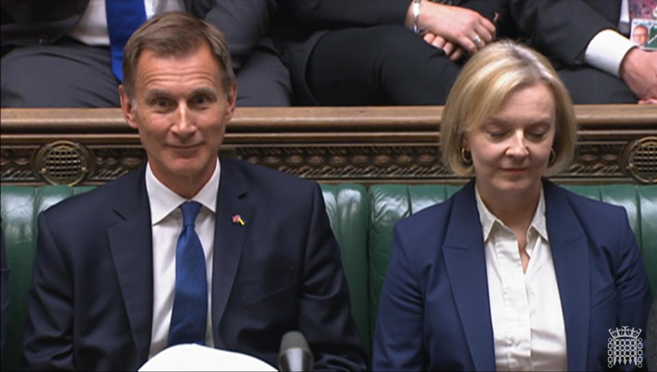 Chancellor of the exchequer Jeremy Hunt (left) and prime minister Liz Truss. The FTSE 100 opened higher on Tuesday. Photo: House of Commons/PA 