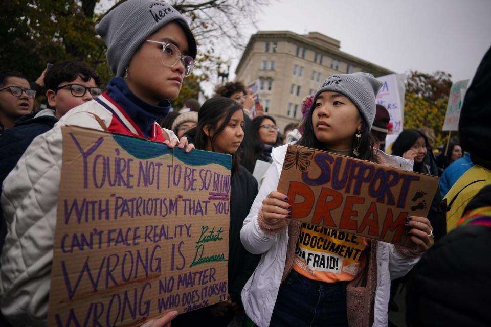 Protestors Rally on the Steps of the Supreme Court to Defend DACA