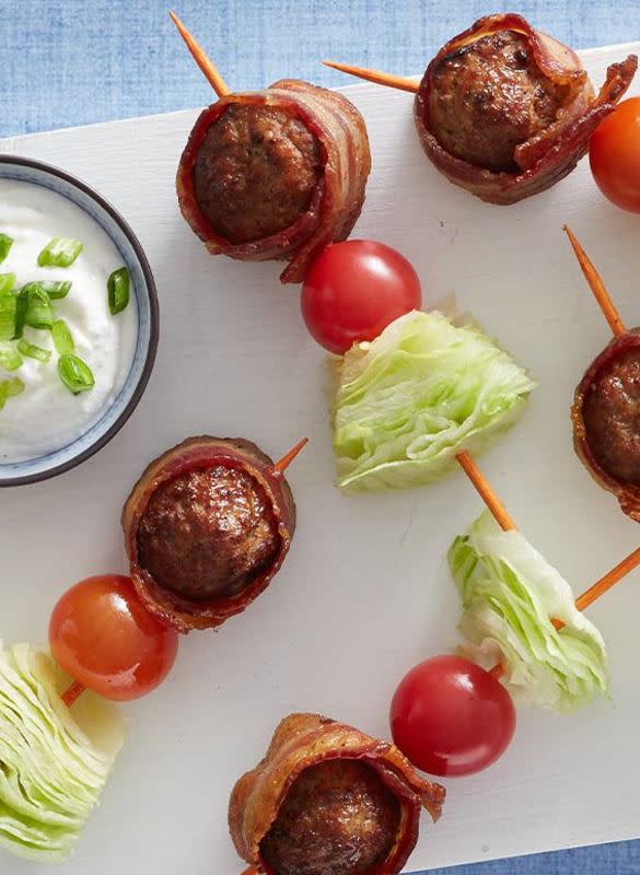 <p>Mark Boughton Photography</p><p>These bite-sized BLT skewers (OK, they’re really just toothpicks) are absolutely delicious when served as a snack or as a fun appetizer. Plus, meat lovers will applaud the meatballs, which are the perfect complement to the yummy bacon and French onion dip. </p><p><strong>Get the recipe: <a href="https://parade.com/842787/jocelynruggiero/blt-skewers/" rel="nofollow noopener" target="_blank" data-ylk="slk:BLT Skewers;elm:context_link;itc:0;sec:content-canvas" class="link ">BLT Skewers</a></strong></p><p><strong>Related: <a href="https://parade.com/1229527/kristamarshall/cherry-tomato-recipes/" rel="nofollow noopener" target="_blank" data-ylk="slk:35 Best Cherry Tomato Recipes;elm:context_link;itc:0;sec:content-canvas" class="link ">35 Best Cherry Tomato Recipes</a></strong></p>