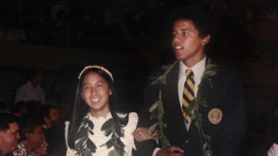 <p>In 1979, a young Barack Obama escorted a classmate during the graduation ceremony at Punahou School in Honolulu, Hawaii. </p>