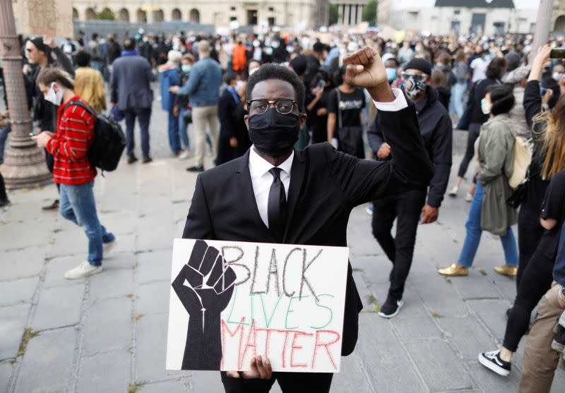 Protest against police violence and racial inequality in the aftermath of the death in police custody of George Floyd, in Paris