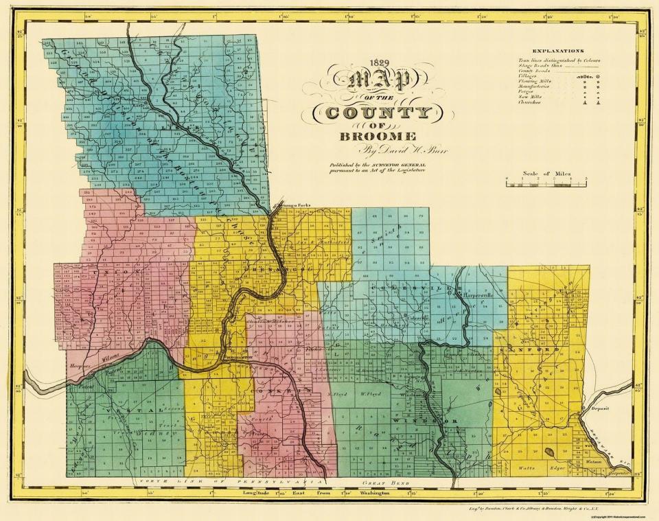 The David Burr map of Broome County from 1829.