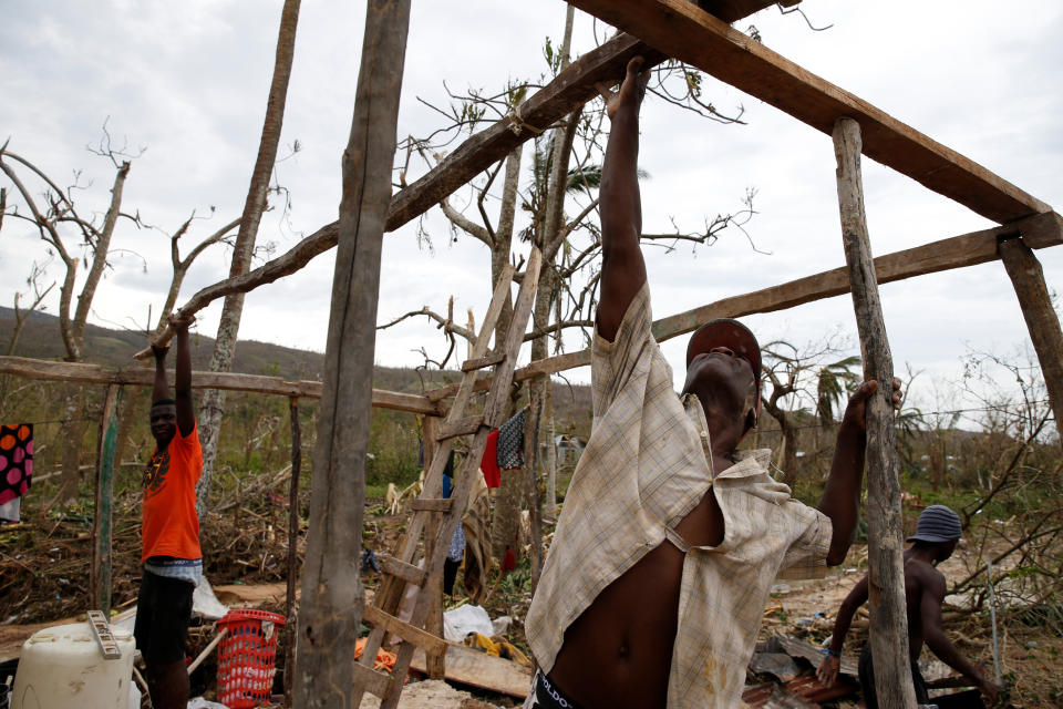 People rebuild destroyed houses after Hurricane Matthew hit Jeremie, on&nbsp;Oct.&nbsp;6, 2016.