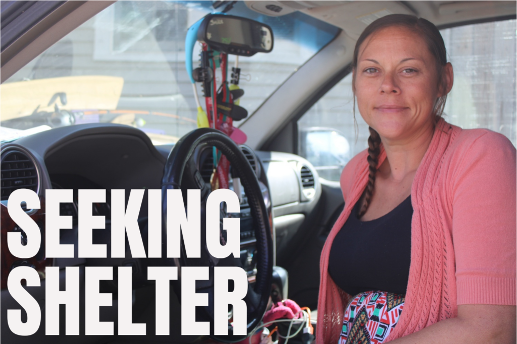 Heidi Summers sits behind the wheel of her SUV, where she and her two children had to sleep after the temporary travel trailer she was provided following Hurricane Ida was removed.