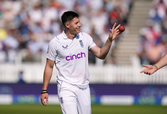 Matthew Potts collects the ball during England's 2023 Test against Ireland.