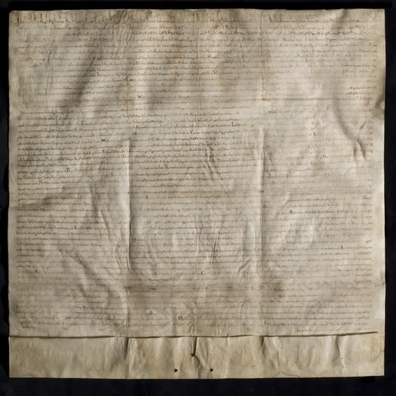 The Lincoln Cathedral's copy of the 1215 Magna Carta, one of four surviving documents from the charter's first year.