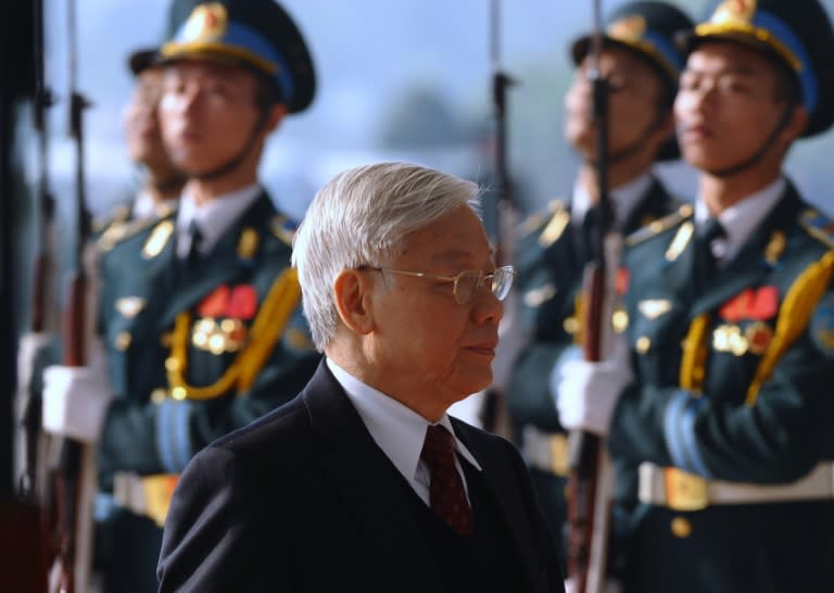 Vietnam Communist Party's Secretary General Nguyen Phu Trong (pictured centre) will meet US President Barack Obama at the White House next week
