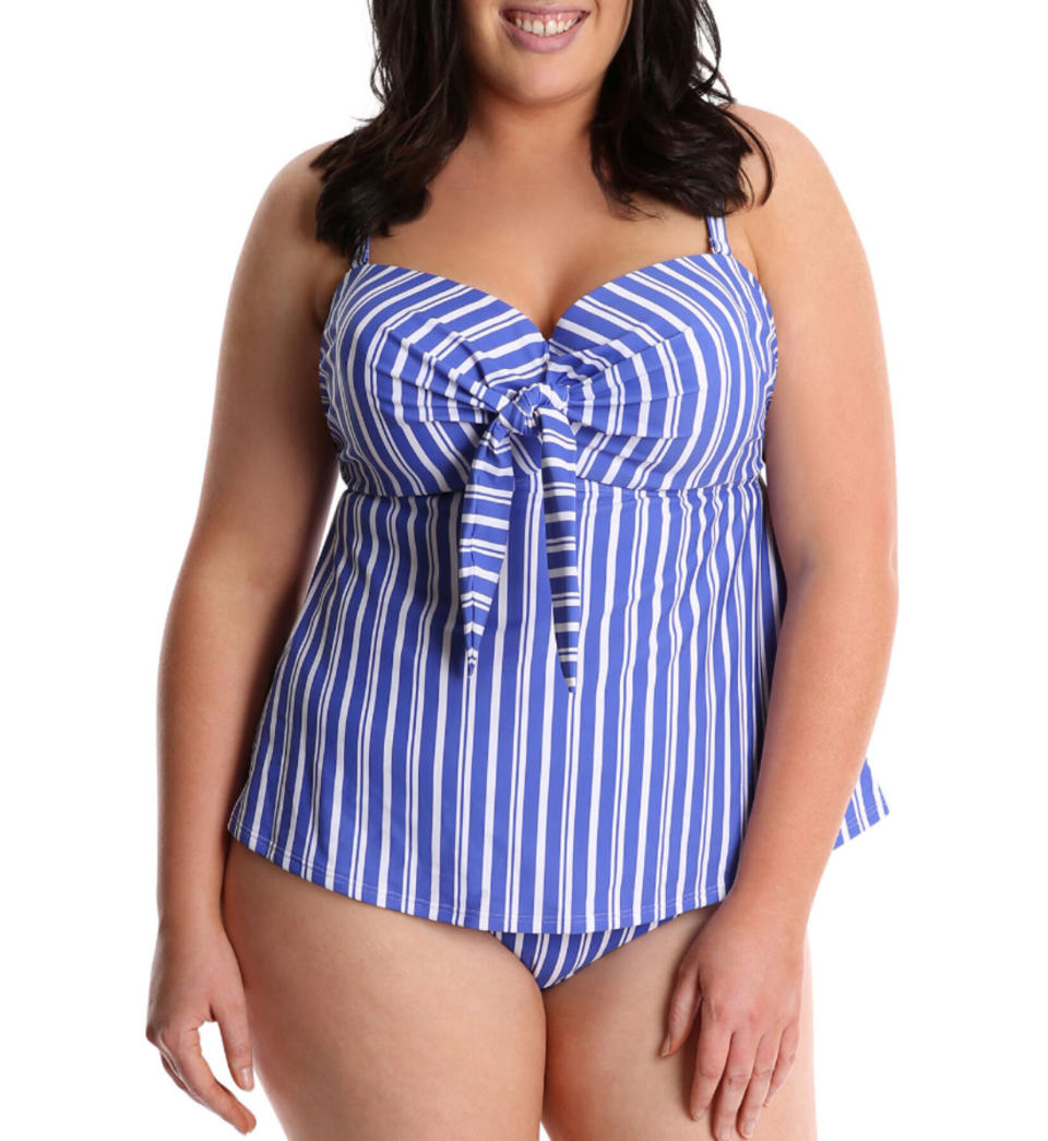 Lysa Striped Tankini Swimsuit Plus Top and Bottom (Photo: JCPenney)