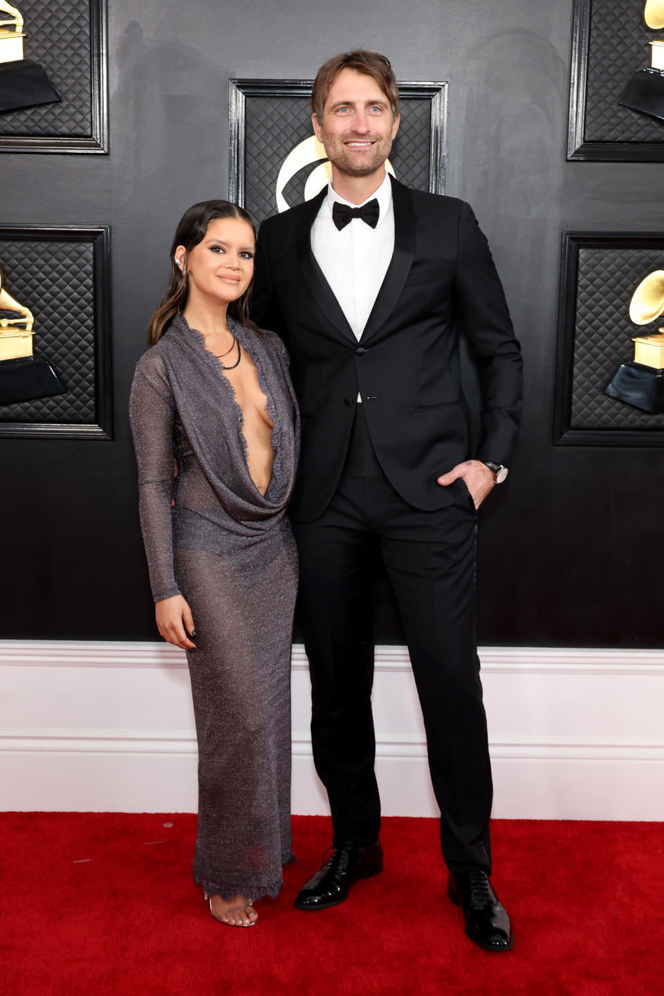 Maren Morris and Ryan Hurd attend the 65th Grammy Awards on February 05, 2023 in Los Angeles, California. (Photo by Amy Sussman/Getty Images)