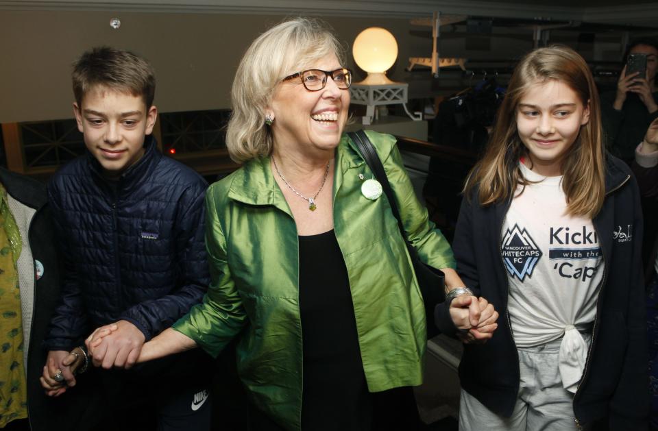 Elizabeth May with her grandchildren