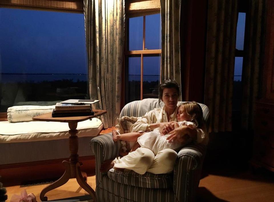 <p>This beautiful photo captured a moment when Kourtney was lulling Reign to sleep on their Nantucket vacation. Of course, she did refer to her app in the caption … (Photo: <a rel="nofollow noopener" href="https://www.instagram.com/p/BRJpiRJDJQi/?taken-by=kourtneykardash" target="_blank" data-ylk="slk:Kourtney Kardashian via Instagram;elm:context_link;itc:0;sec:content-canvas" class="link ">Kourtney Kardashian via Instagram</a>)<br><br></p>