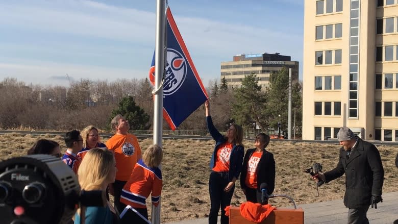 Oilers flag still on legislature grounds but don't expect to see it in Calgary