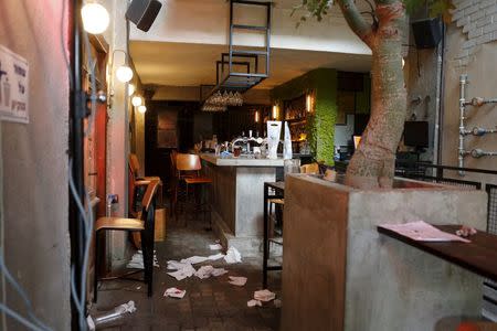 A general view shows the pub where a shooting incident took place in Tel Aviv, Israel January 1, 2016. REUTERS/Nir Elias