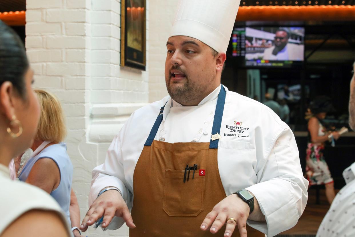 Chef Robert Lopez at Churchill Downs explains the different offerings depending on where patrons are dining. May 1, 2024