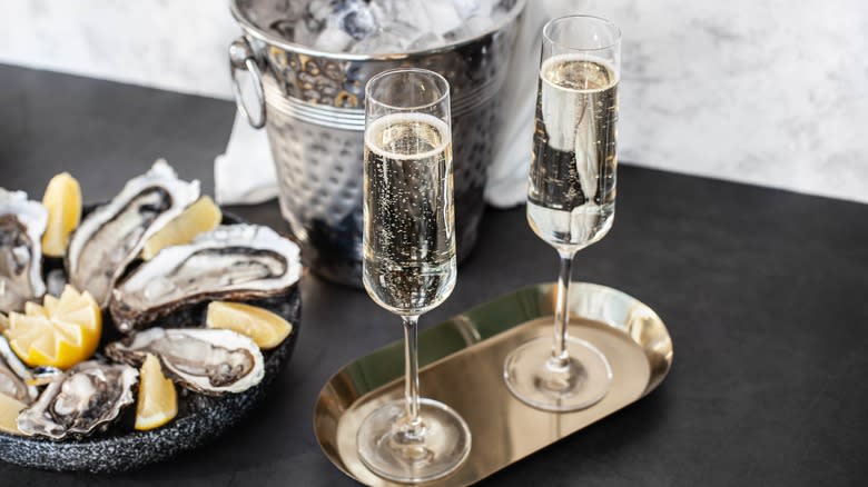 champagne and oysters