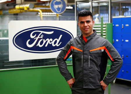 Qudratullah Hotak, a 25-year-old refugee from Afghanistan and one of 24 trainees of Ford Germany's so-called Equipment Qualification (EQ) program to integrate migrants in a booming labour market, is pictured at the training workshop of Ford Motor Co in Cologne, Germany, January 11, 2019. Picture taken January 11, 2019. REUTERS/Wolfgang Rattay