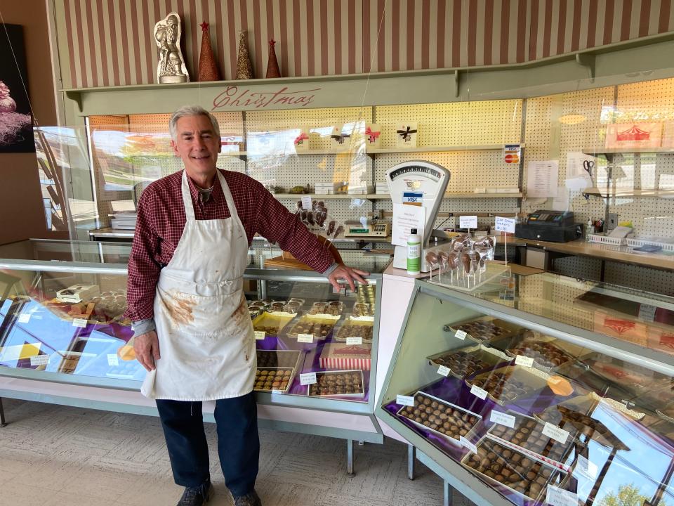 Nick Corden stands in the retail shop of Corden Chocolates in Inkster, a family-run business for more than 100 years.