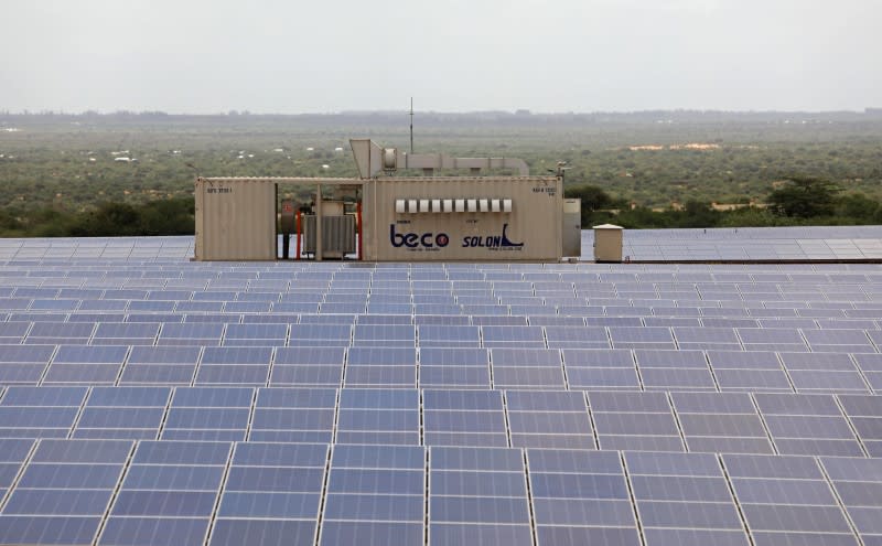 A general view shows solar panels at the Benadir Electricity Company (BECO) solar project in Mogadishu