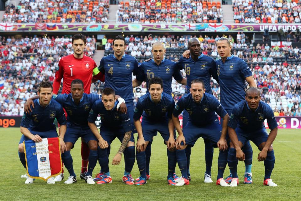 The French team line up during the UEFA EURO 2012 group D match between France and England at Donbass Arena.