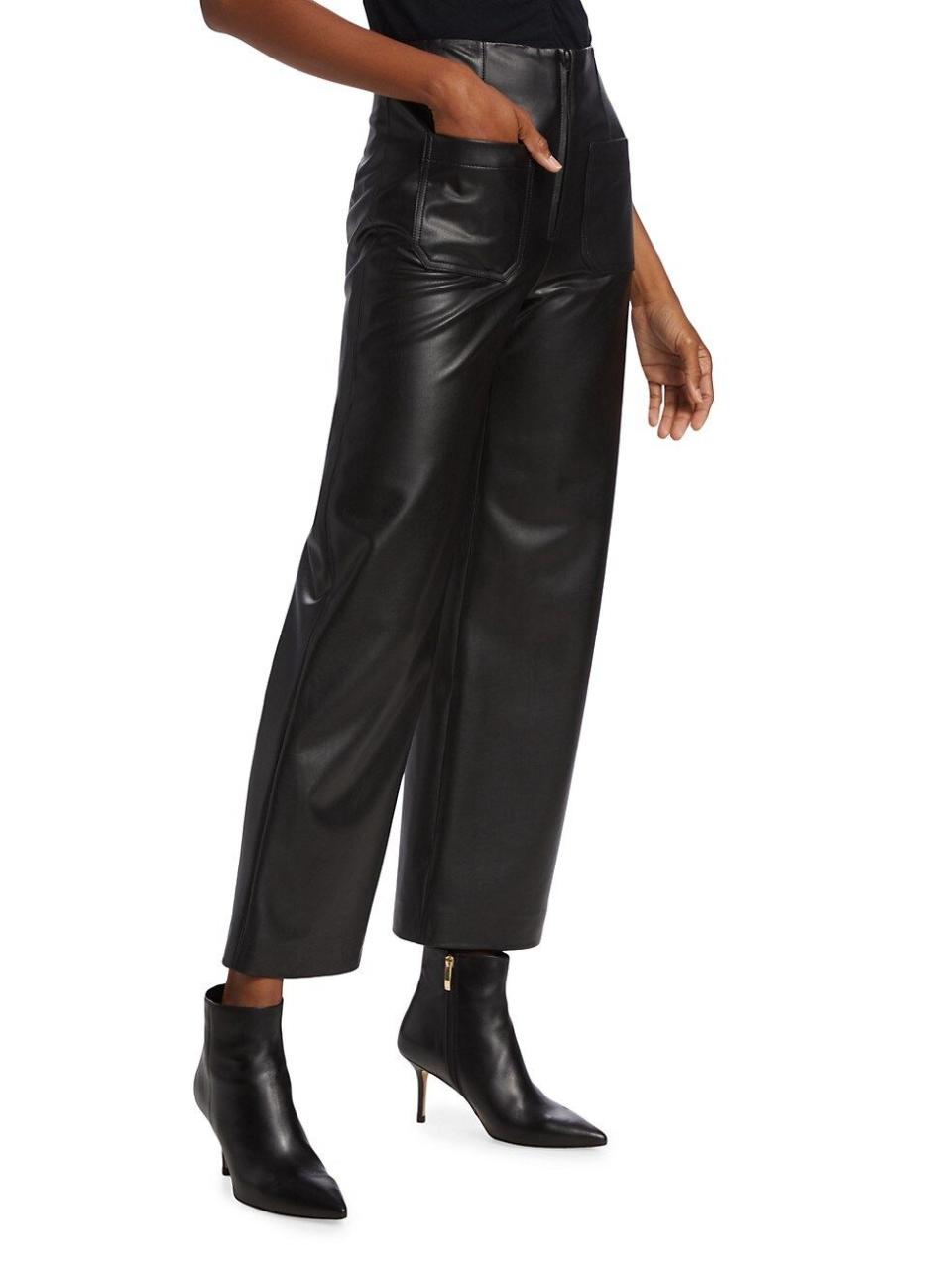 16) Jiva Wide-Leg Faux Leather Pants