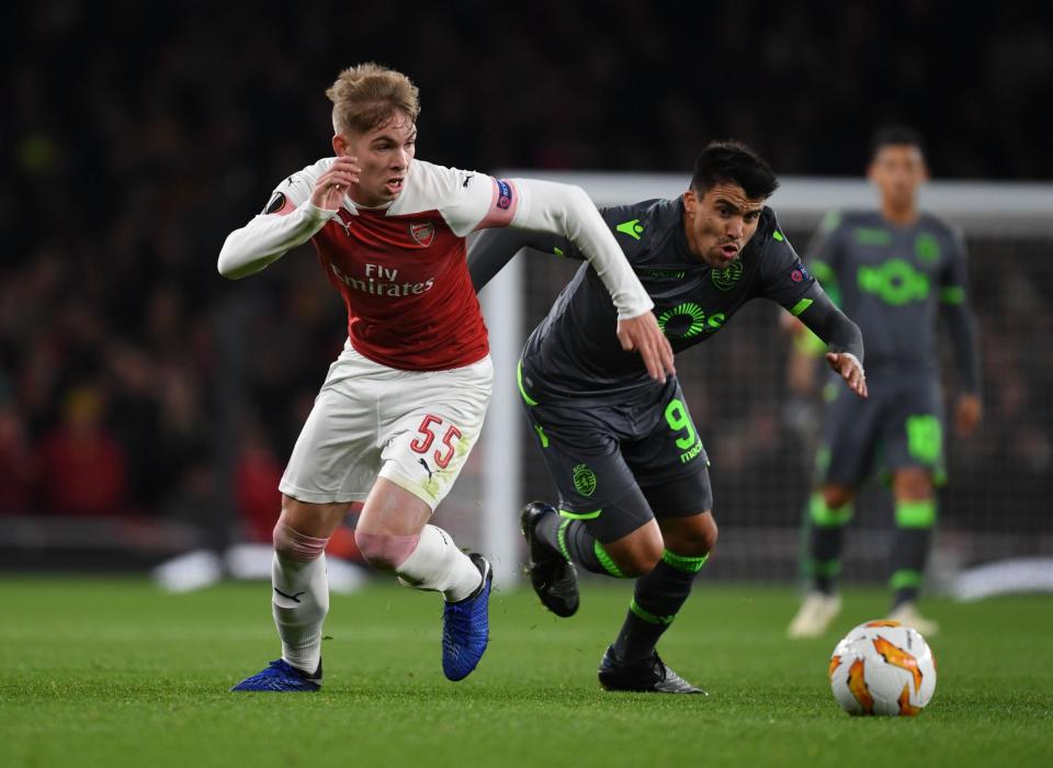 Smith Rowe likely to be given another run out on Thursday: Arsenal FC via Getty Images