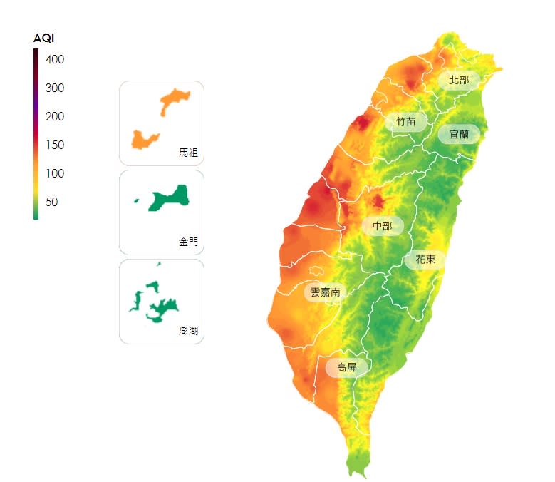 今日空氣品質較差。（圖／翻攝自中央氣象局）