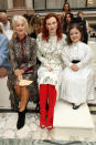 Helen Mirren, Karen Elson and Sinead Burke pose for a photo on the front row [Photo: Getty]