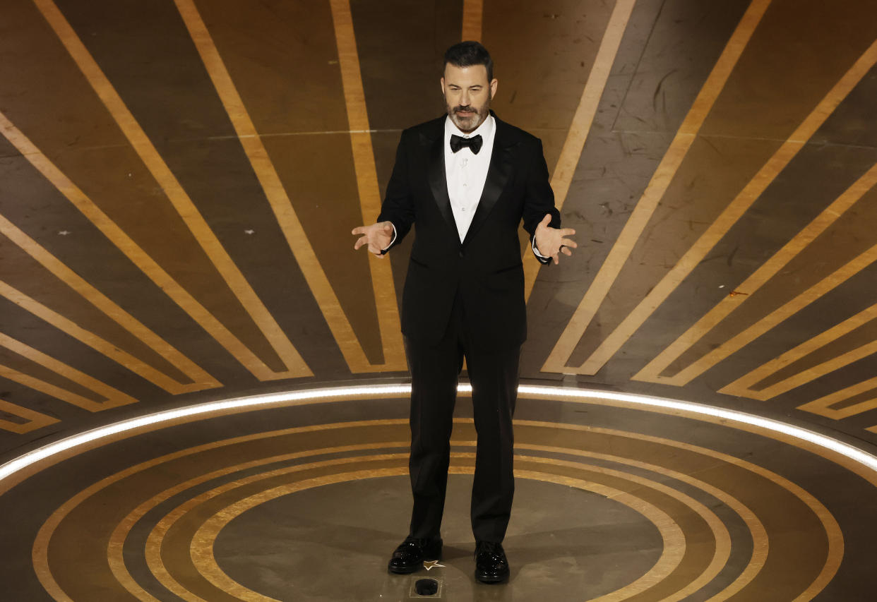 Host Jimmy Kimmel speaks onstage during the 95th annual Academy Awards in 2023.