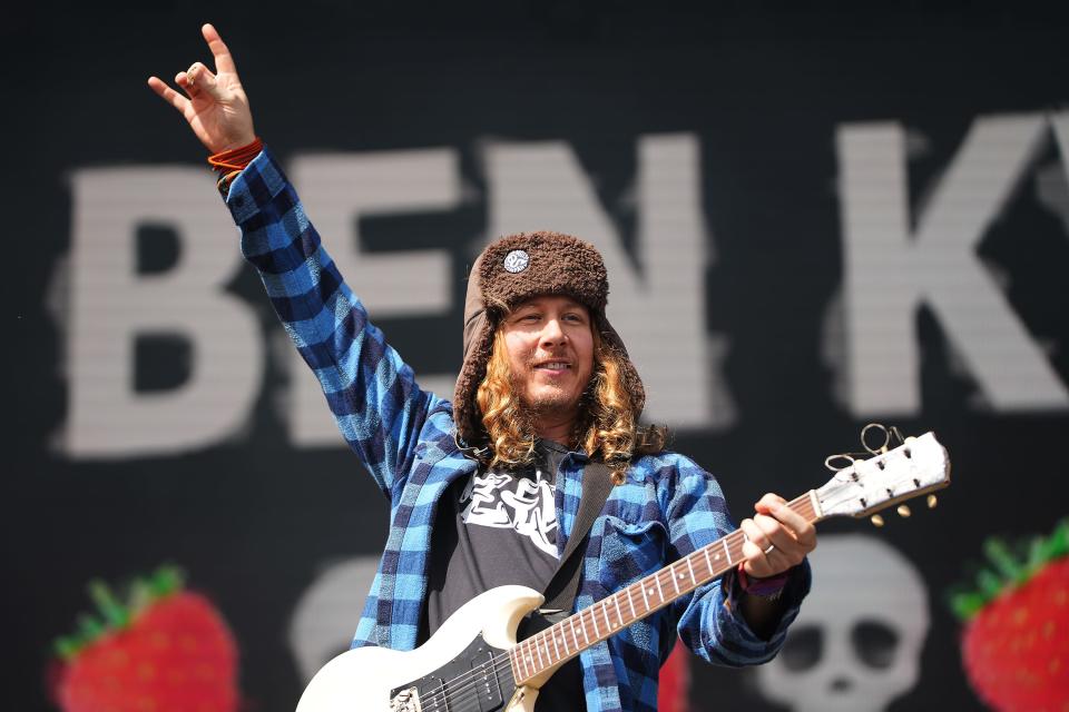 Ben Kweller performs Oct. 7 at the Austin City Limits Music Festival. “I can’t believe I can even go on without him, but somehow through music and his music I am going on,” he said, before playing his son Dorian's song “How I Am,” while a montage of images of the young musician and skateboarder played on the screen behind him.