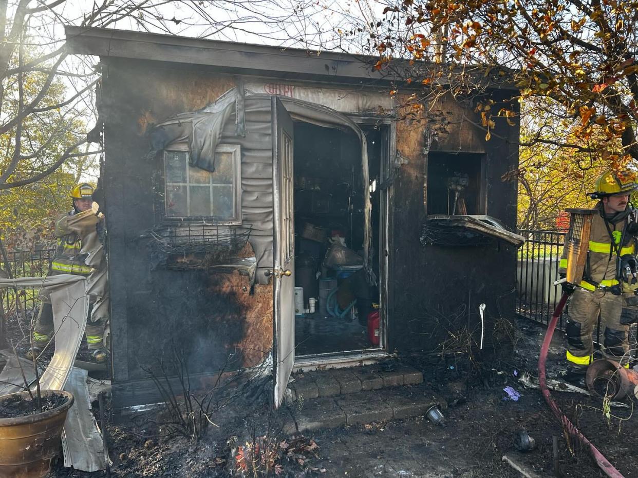 Monroe Fire Protection District firefighters responded to a fire on Nov. 10, 2023, that was ignited by discarded ashes in a compost pile on South Falcon Drive.