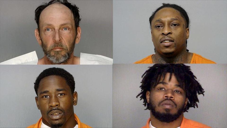 Four inmates escaped from the Bibb County jail in downtown Macon early Monday morning. Clockwise from left, the inmates are Joey Fournier, Johnifer Barnwell, Chavis Stokes and Marc Anderson.