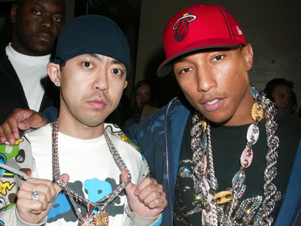 Nigo and Pharrell during Louis Vuitton and Interview Magazine party