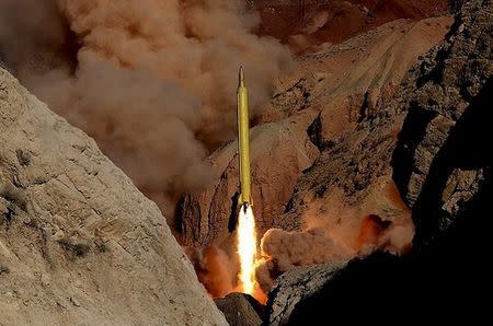A ballistic missile is launched and tested in an undisclosed location, Iran, in this handout photo released by Farsnews on March 9, 2016. REUTERS/farsnews.com/Handout via Reuters ATTENTION EDITORS - THIS IMAGE WAS PROVIDED BY A THIRD PARTY. REUTERS IS UNABLE TO INDEPENDENTLY VERIFY THE AUTHENTICITY, CONTENT, LOCATION OR DATE OF THIS IMAGE. FOR EDITORIAL USE ONLY. NOT FOR SALE FOR MARKETING OR ADVERTISING CAMPAIGNS. EDITORIAL USE ONLY. NO RESALES. NO ARCHIVE.