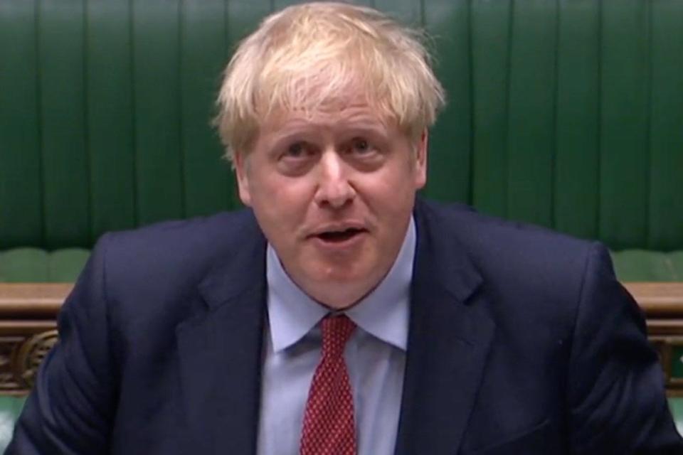 Boris Johnson during PMQs (Sky News)