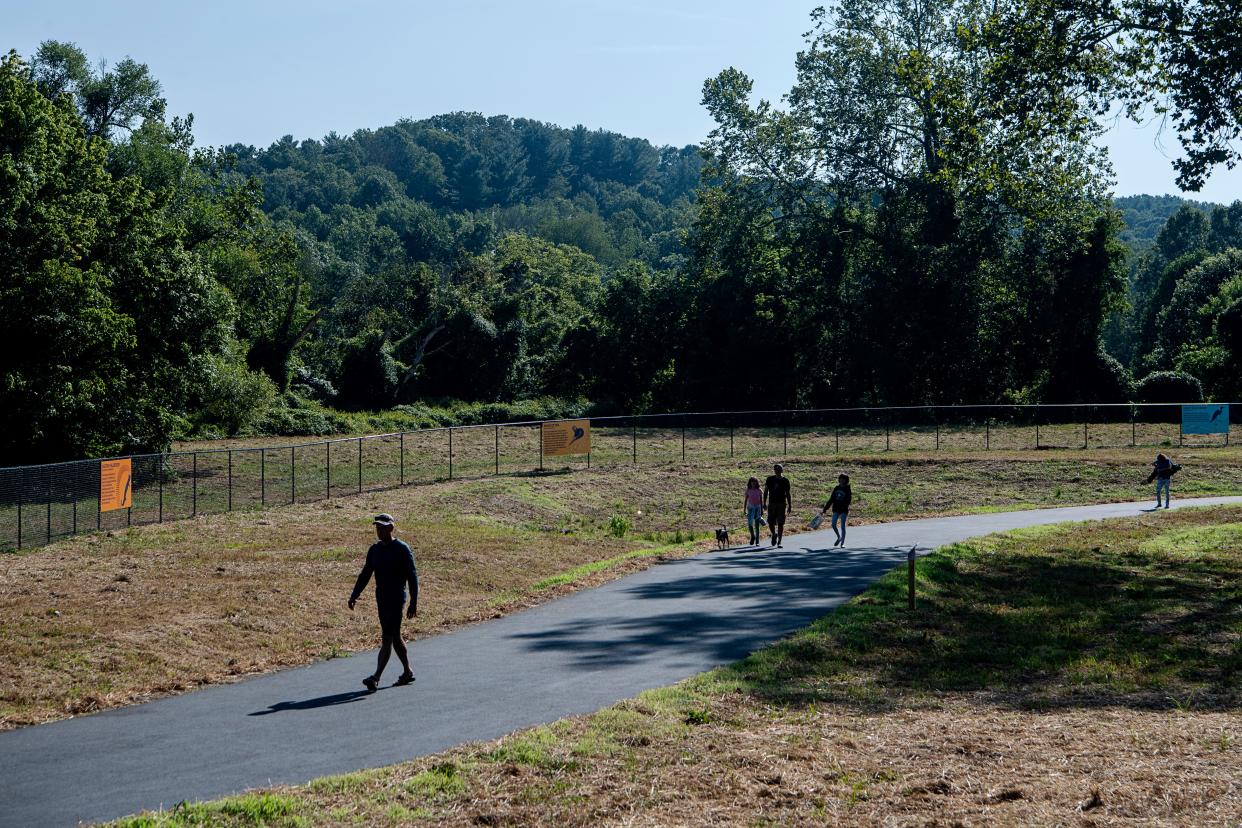 The section of the French Broad River Greenway that runs through Karen Cragnolin Park was recently completed. A dedication ceremony was held August 25, 2023.