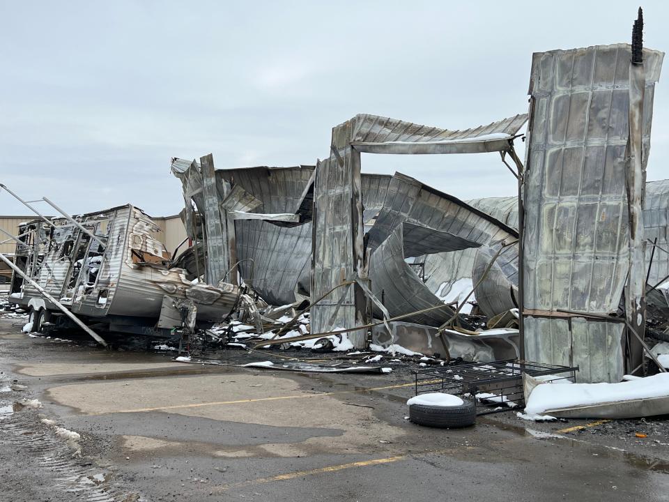 Fire damage is shown at Kamper City on Thursday in Peninsula.