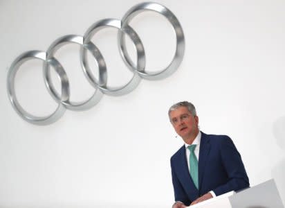 FILE PHOTO: Audi CEO Rupert Stadler speaks during the company's annual news conference in Ingolstadt, Germany March 15, 2018. REUTERS/Michael Dalder