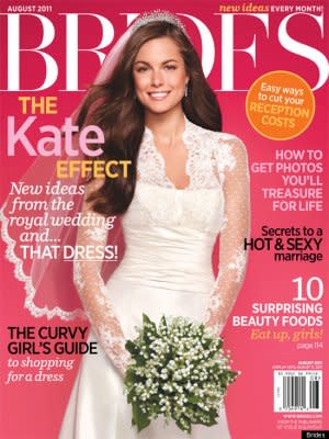 Brides are seeking Kate Middleton's wedding dress and other details for their own nuptials. Photo courtesy of Brides.