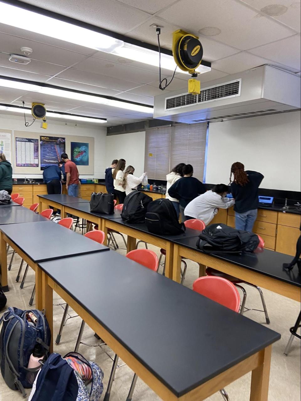 In Madelyn Terry's molecular biology class at Colonie Central High School in Albany, N.Y., students work in smaller groups.