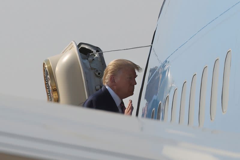 U.S. President Trump departs Sacramento McClellan Airport at McClellan Park, California