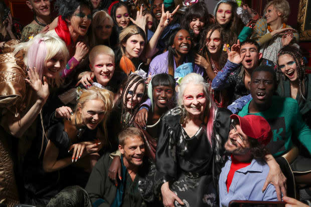 Vivienne Westwood, backstage at her namesake brand's Fall 2017 show.<p>Photo: Imaxtree</p>