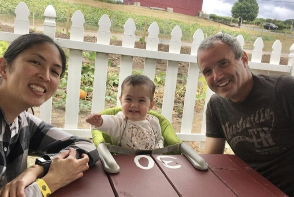 Mr Sullivan, his wife Jennifer and their 11-month-old daughter Adelynn.