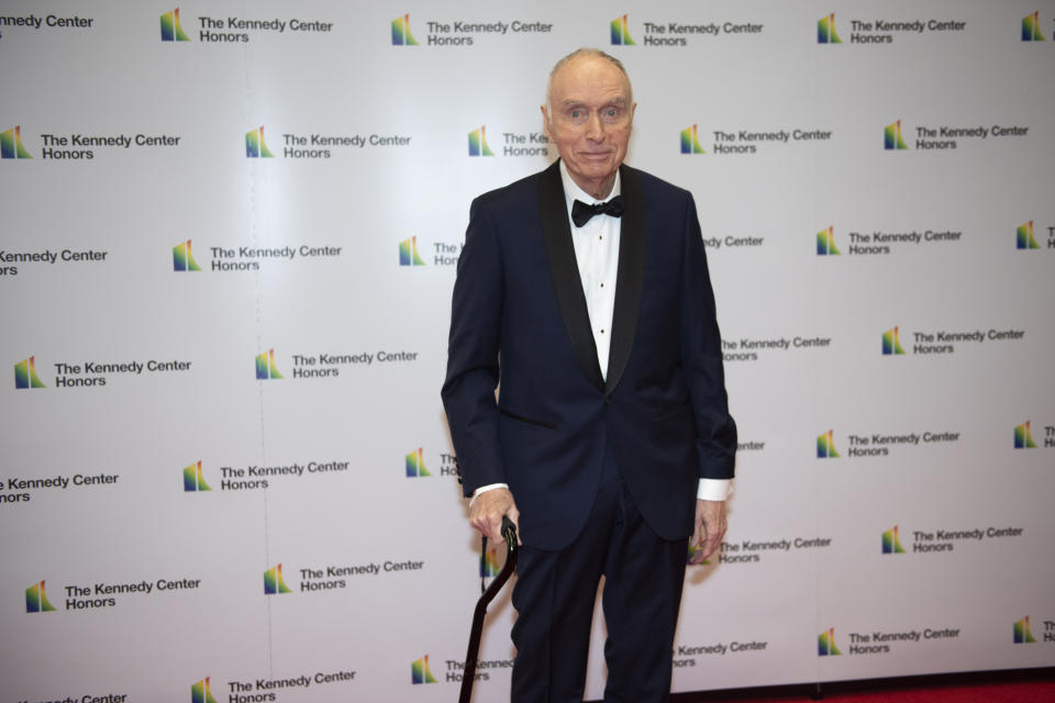 FILE - Lloyd Morrisett appears at the State Department for the Kennedy Center Honors State Department Dinner on Saturday, Dec. 7, 2019, in Washington. Morrisett, the co-creator of the beloved children's education TV series “Sesame Street,” which uses empathy and fuzzy monsters like Abby Cadabby, Elmo and Cookie Monster to charm and teach generations around the world, has died. He was 93. Morrisett’s death was announced Tuesday by Sesame Workshop, the nonprofit he helped establish under the name the Children’s Television Workshop.(AP Photo/Kevin Wolf, File)