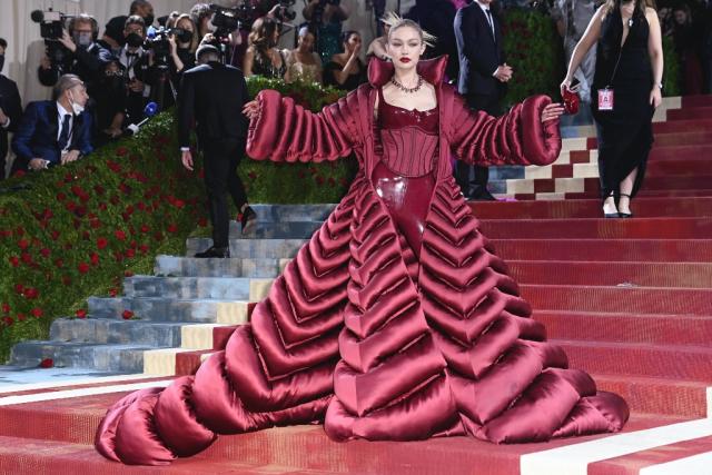 Gigi Hadid Stuns In Red Versace Look At The Met Gala 2022