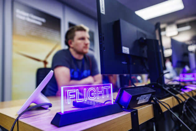 A flight director watches over Project Kuiper’s mission operations center in Redmond, Wash. (Amazon Photo)