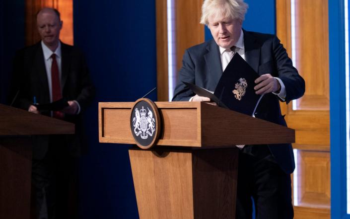 Boris Johnson arriving at the press conference - Jeff Gilbert