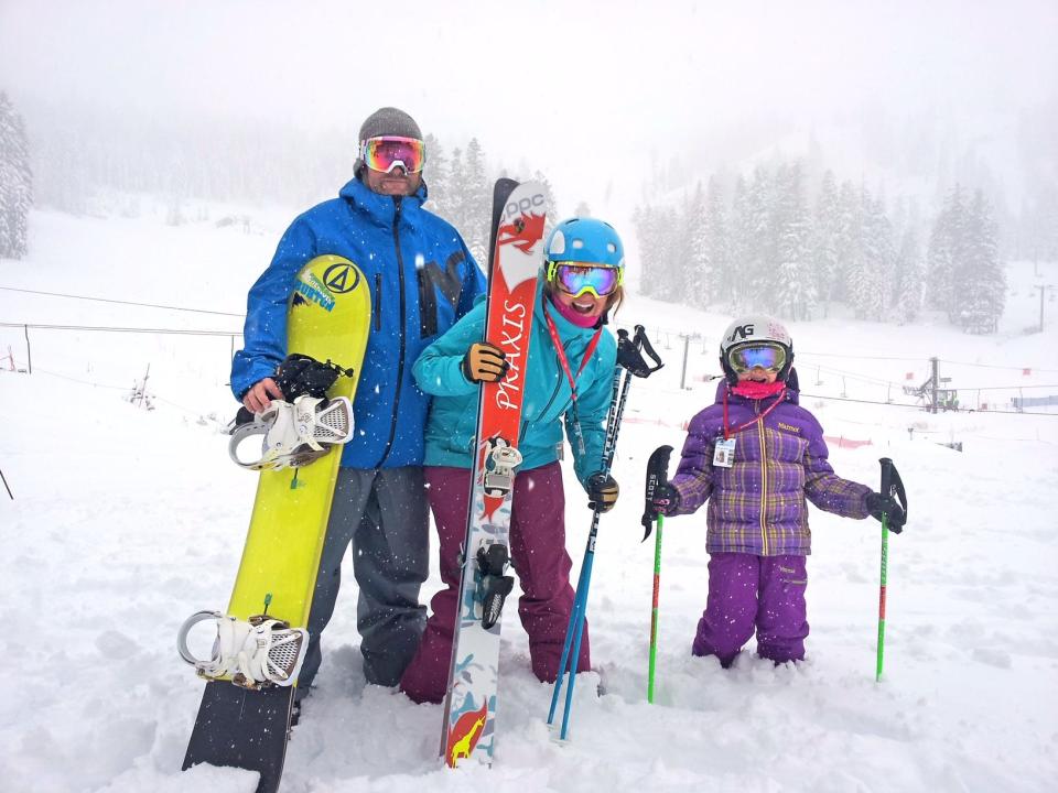 Families hit the slopes in mass when the snow falls in the Sierra.