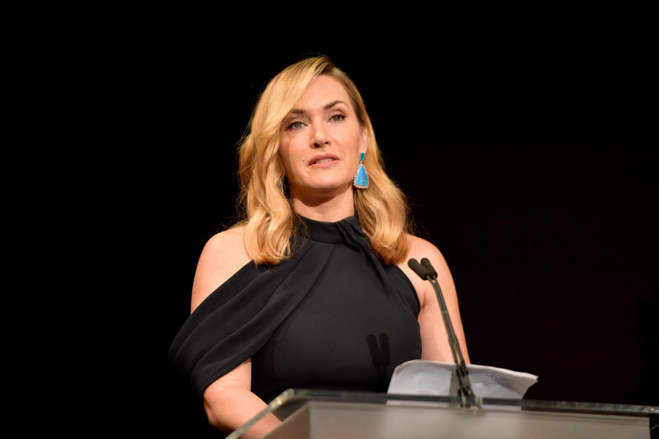 BEVERLY HILLS, CA - NOVEMBER 09:  Honoree Kate Winslet accepts the Actors Inspiration Award onstage at the SAG-AFTRA Foundation Patron of the Artists Awards 2017 at the Wallis Annenberg Center for the Performing Arts on November 9, 2017 in Beverly Hills, California.  (Photo by Matt Winkelmeyer/Getty Images for SAG-AFTRA Foundation )