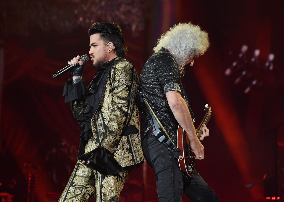 Adam Lambert and Brian May of Queen perform onstage at the 2019 Global Citizen Festival: Power The Movement in Central Park in New York on September 28, 2019. (Photo by Angela Weiss / AFP)        (Photo credit should read ANGELA WEISS/AFP/Getty Images)